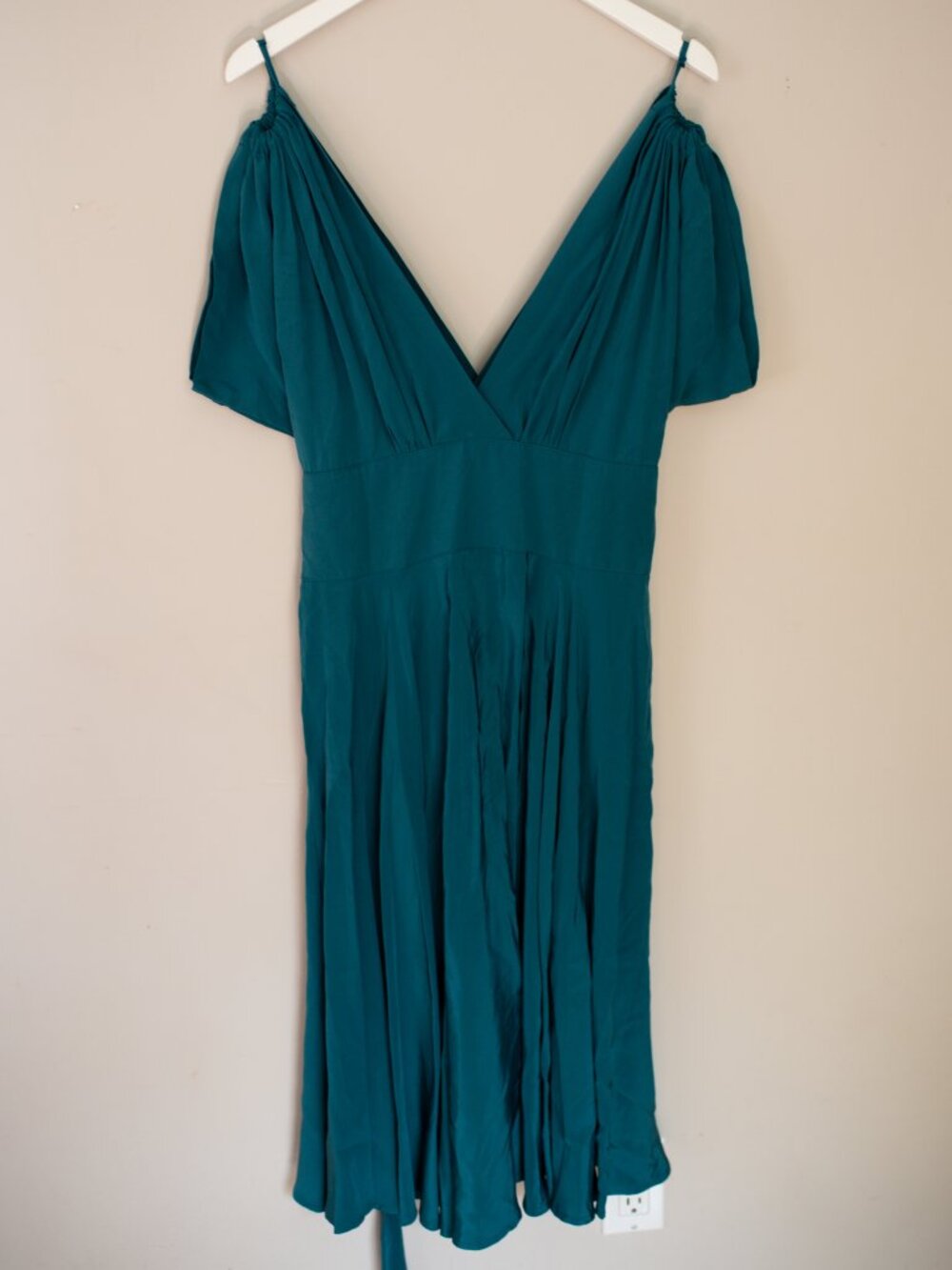 AS IS Trashy Diva 1940s silk teal Obi Midi Dress
